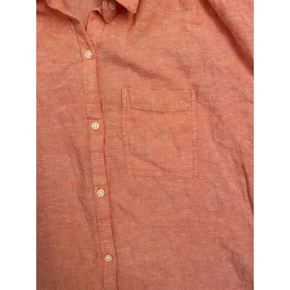 Old Navy Linen-Blend Button Down Shirt Coral Dress Size XS NWT - Picture 3 of 6